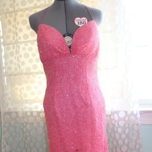 Pink women’s Beaded Sequin Prom Dress Size 6